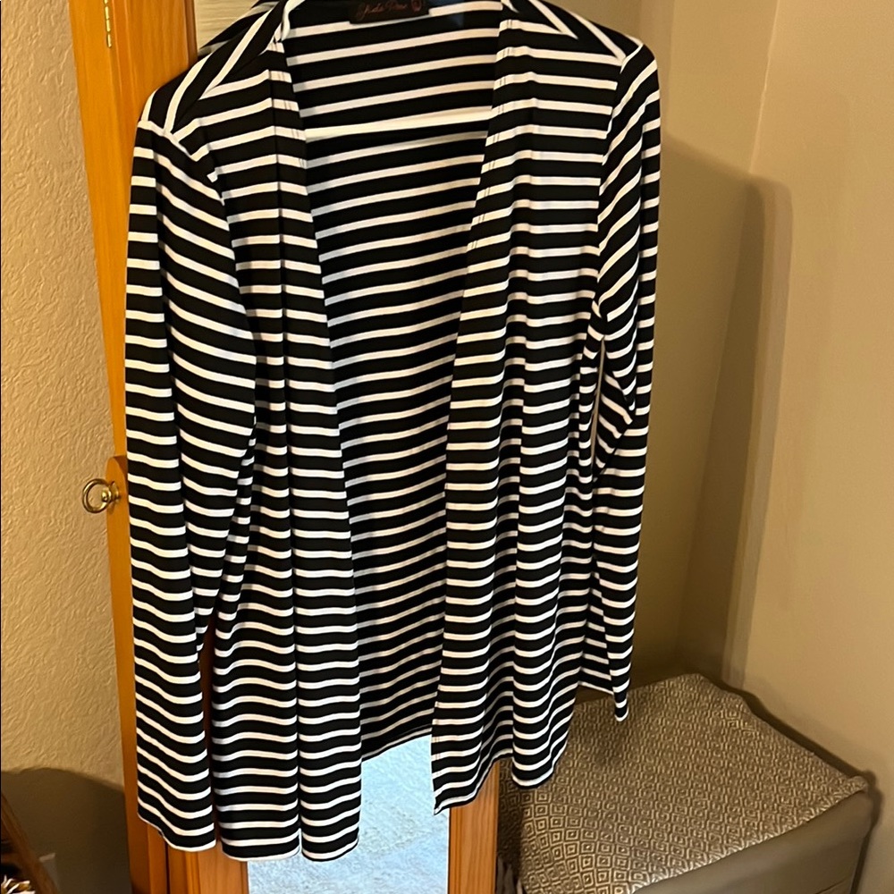 Black and White Striped Cardigan